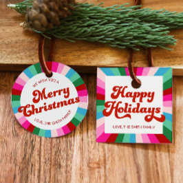 Retro Font Bright Rand Festive Helgdag Gift Gåvor Etiketter