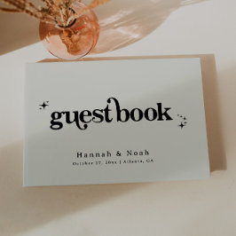 Retro Font Groovy Benvit Bröllop Guest Bok