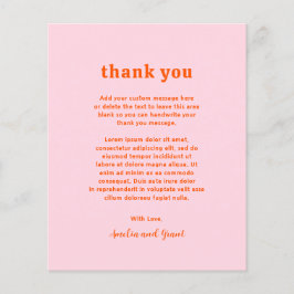Retro Font Orange och Rosa Bröllop Tack Flygblad