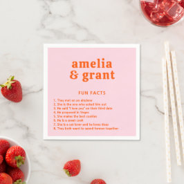 Retro Font Orange och Rosa Modern Bröllop Pappersservett