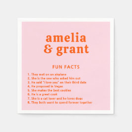 Retro Font Orange och Rosa Modern Bröllop Pappersservett