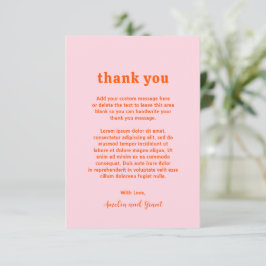 Retro Font Orange och Rosa Modern Bröllop Tack Kort