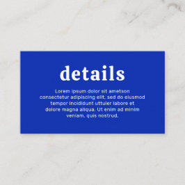 Retro Font Safirblå Modern Bröllop Tilläggskort