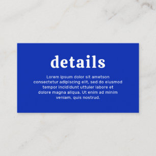 Retro Font Safirblå Modern Bröllop Tilläggskort