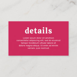 Retro Font Shock rosa Modern Bröllop Tilläggskort