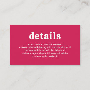 Retro Font Shock rosa Modern Bröllop Tilläggskort