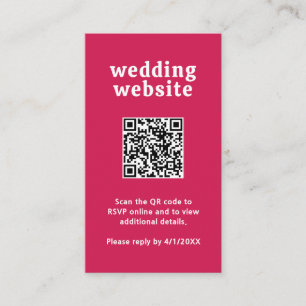 Retro Font Shock rosa QR-kod Modern Bröllop Tilläggskort