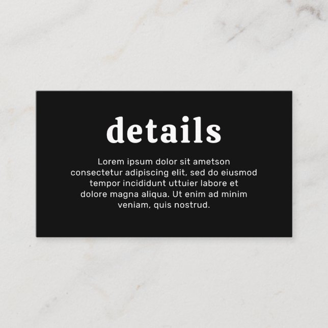 Retro Font Svart Modern Bröllop Tilläggskort (Framsida)