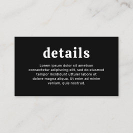 Retro Font Svart Modern Bröllop Tilläggskort