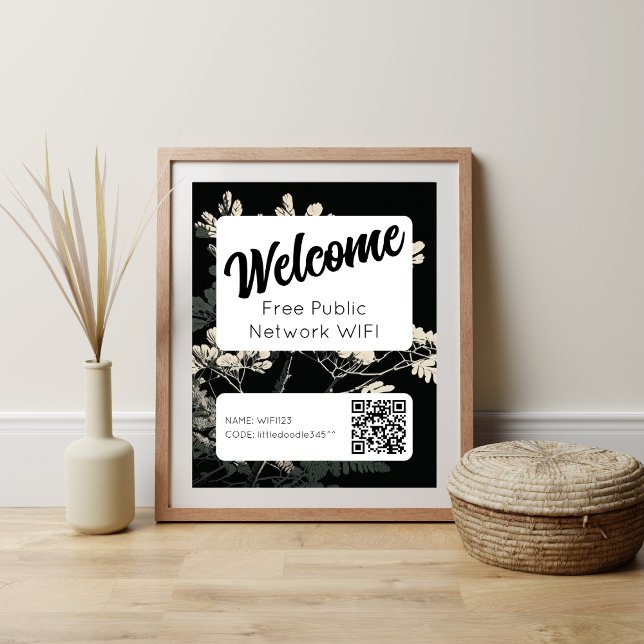 Retro Font WIFI-nätverkslösenord QR-kod Poster (Skapare uppladdad)