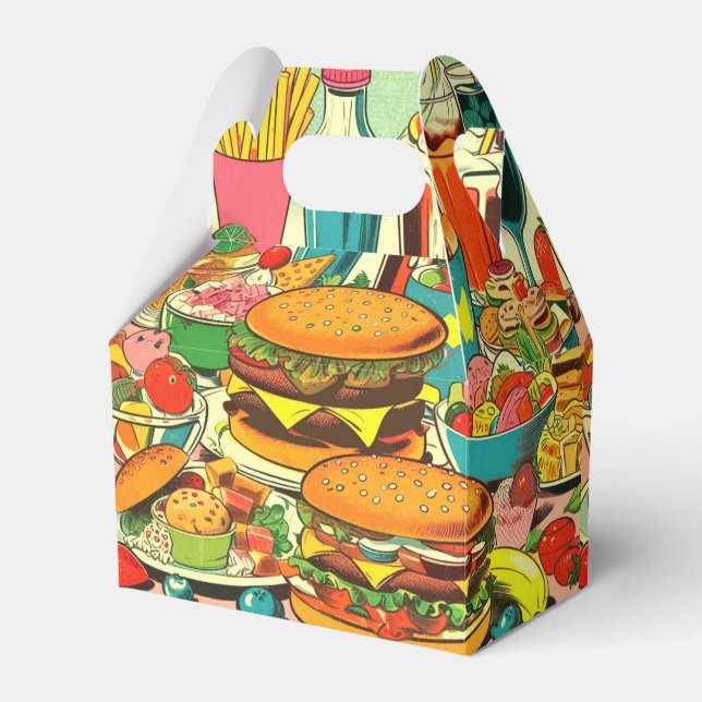 Retro Food Tecknad Illustration Presentaskar (Framsidan Sidan)