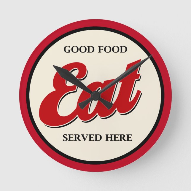 Retro Food Themme Kitchen Wall Decor Rund Klocka (Framsida)