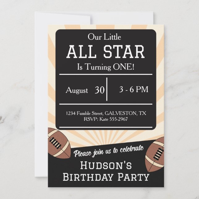 Retro Football All Star 1-årsjubileum Inbjudningar (Framsida)