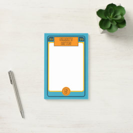 Retro Football Card Inspired Blue Post-it Block