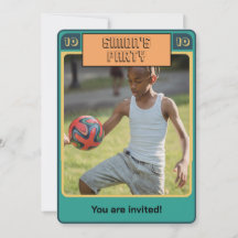 Retro Football Card inspirerad Boy Party-inbjudan