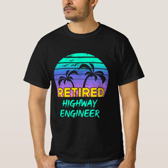 Retro för återsänt motorväg Ingenjör Pension T Shirt (Framsida)