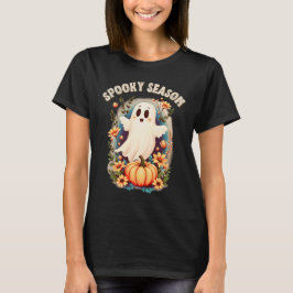Retro för Blommigt av Spooky Season Cute Ghost-ser T Shirt