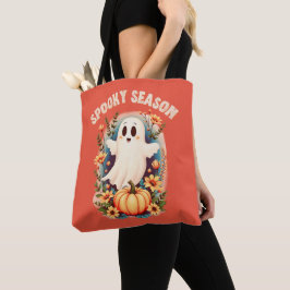 Retro för Blommigt av Spooky Season Cute Ghost-ser Tygkasse