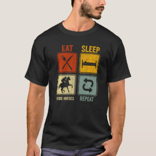Retro för Equestrian Eat Sömnlöshet Upprepa T Shirt