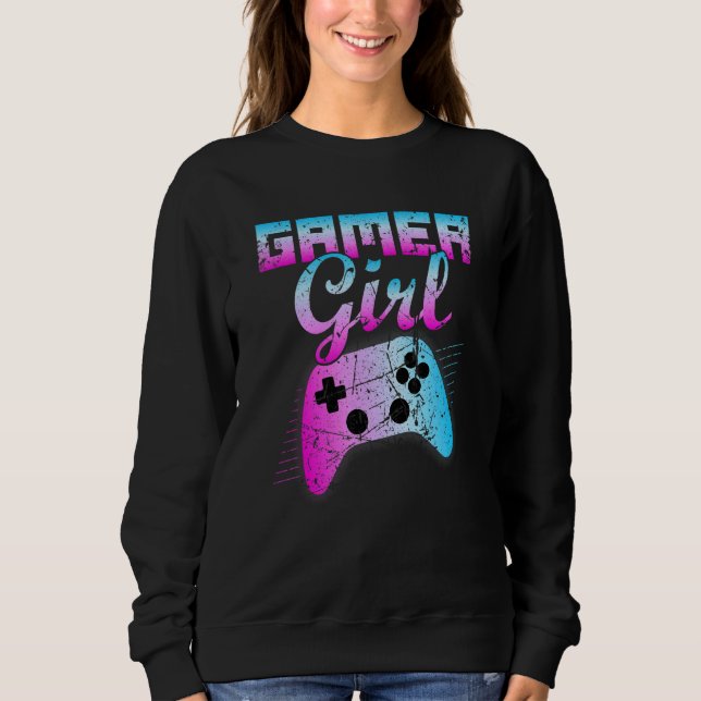 Retro för Gamer Girl Coola Video Game Controller T Shirt (Framsida)