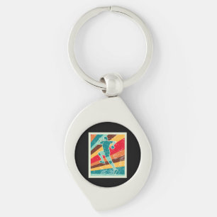 Retro för handbollsspelare swirl silverfärgad nyckelring