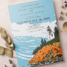 Retro för inbjudan till Acadia National Park-bröll