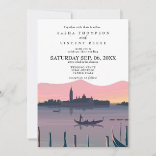 Retro för inbjudan till Venedig Italien-bröllop