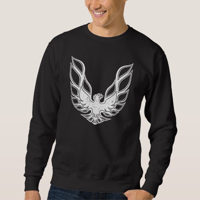 Retro för män 70-tal  Phoenix Huva Emblem Lång Ärmad Tröja (Framsida)