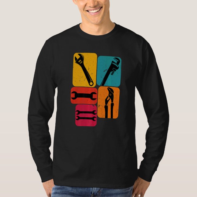Retro för mekaniska wrenches t shirt (Framsida)