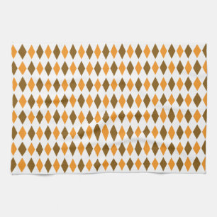 Retro för orange och diamantmönsterdesign för kökshandduk