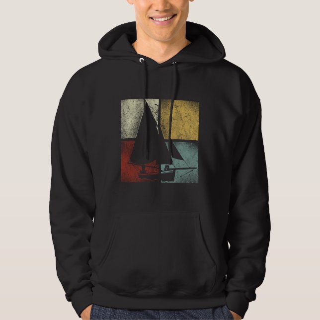 Retro för segelbåtens Vintage Hoodie (Framsida)