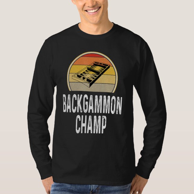 Retro för spelspelspelaren för Backgammon Champ Bo T Shirt (Framsida)