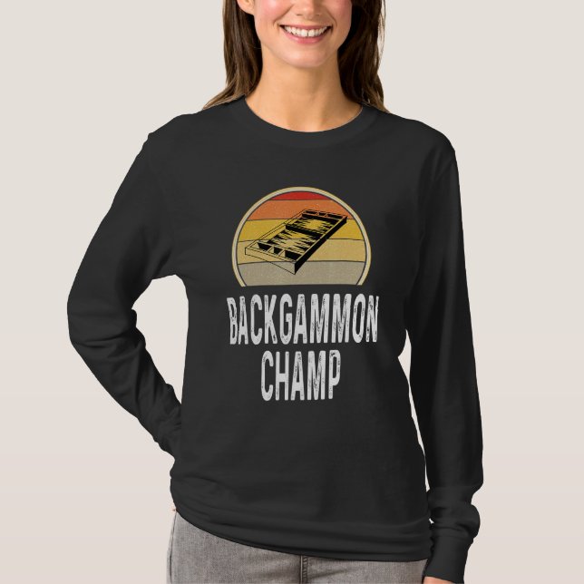 Retro för spelspelspelaren för Backgammon Champ Bo T Shirt (Framsida)