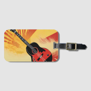 Retro för Vintage av popup-gitarr för Illustration Bagagebricka