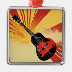 Retro för Vintage av popup-gitarr för Illustration Julgransprydnad Metall