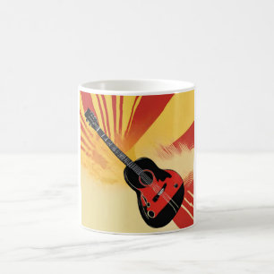 Retro för Vintage av popup-gitarr för Illustration Kaffemugg
