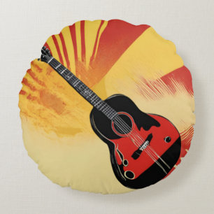Retro för Vintage av popup-gitarr för Illustration Rund Kudde