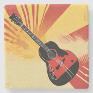 Retro för Vintage av popup-gitarr för Illustration Stenunderlägg