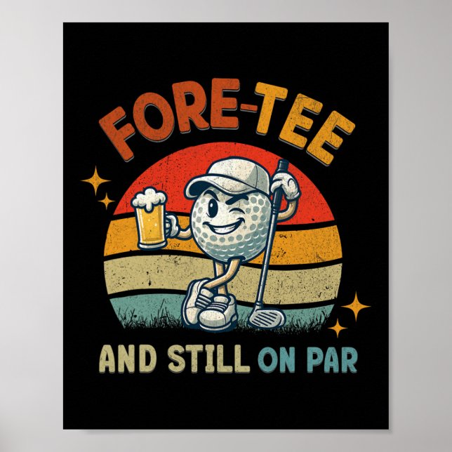 Retro Fore Tee Golf Birthday Party 40th Birthday G Poster (Framsidan)