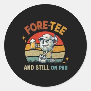 Retro Fore Tee Golf Födelsedagsfest 40-årsdag G Runt Klistermärke