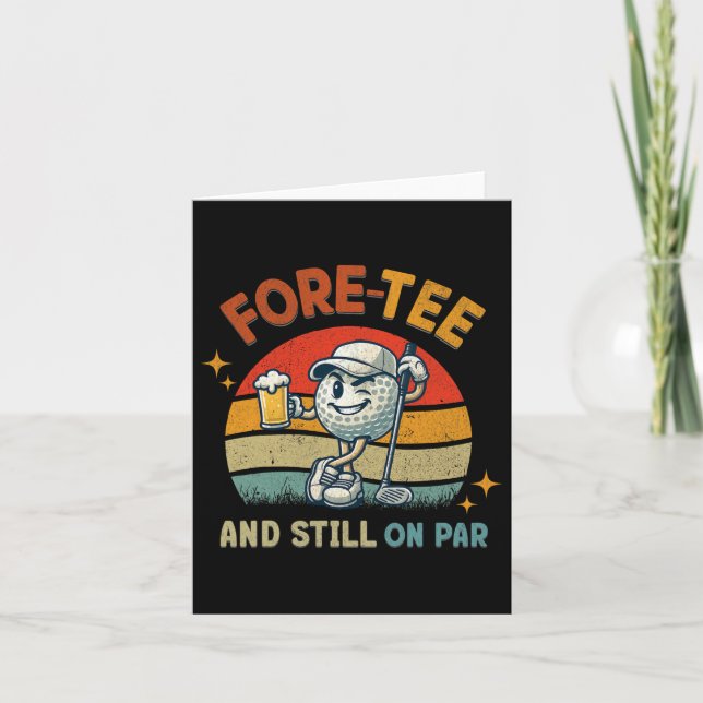 Retro Fore Tee Golf Födelsedagsfest 40: e födelsed Kort (Framsida)