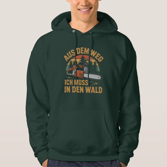 Retro Forest Adventure Chainsaw Graphic Hoodie (Framsida)