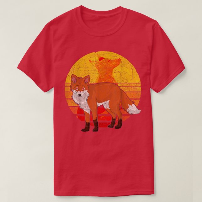 Retro Forest Animal Lover Wildlife Fox T-Shirt (Design framsida)
