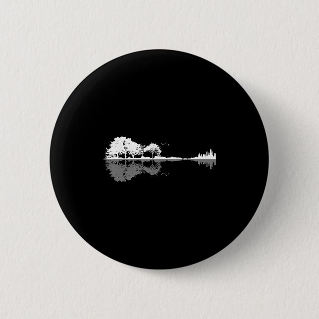 Retro Forest Funny Nature Guitar Clic Music  Knapp (Framsida)