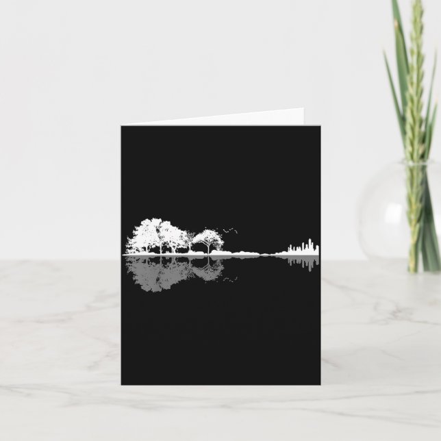 Retro Forest Funny Nature Guitar Clic Music  Kort (Framsida)