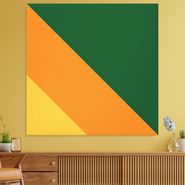 Retro Forest Grönt Orange Golden Gult Rand Canvastryck (Insitu (Vardagsrum))