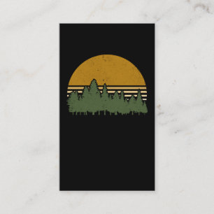 Retro Forest Silhouette Sunset Outdoor Environment Visitkort