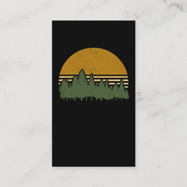 Retro Forest Silhouette Sunset Outdoor Environment Visitkort (Framsida)