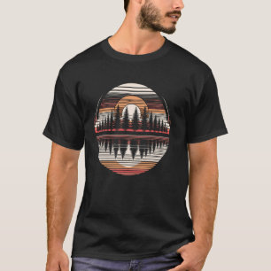 Retro Forest Träd Vintage Sunset Graphic Nature L T Shirt
