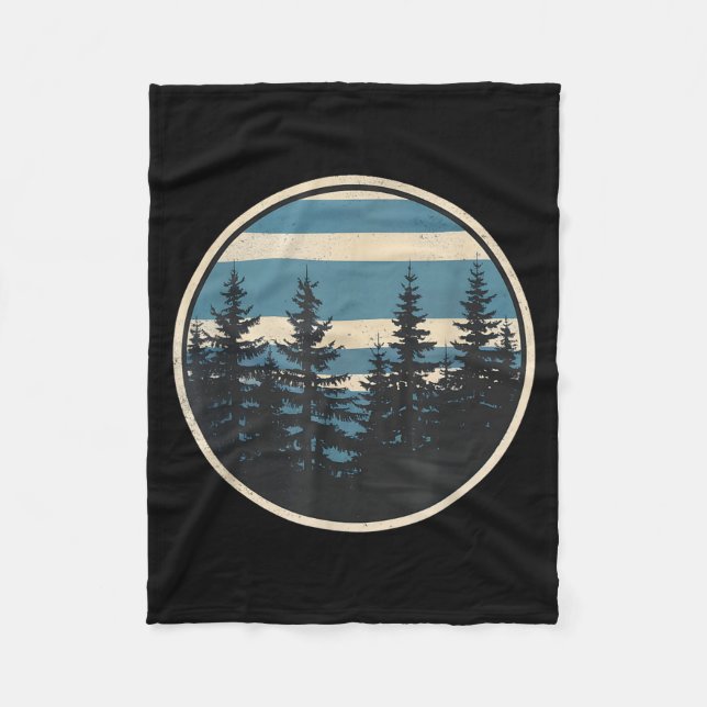 Retro Forest Trees Wildlife Nature Vintage Fleecefilt (Framsidan)